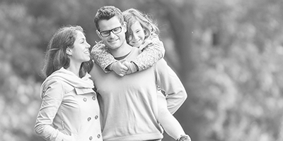 Family walking with their child